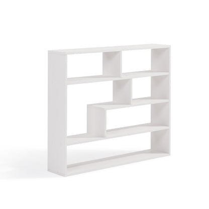 Modern Geometric Multi-Tier Solid Wood Floating Bookshelf