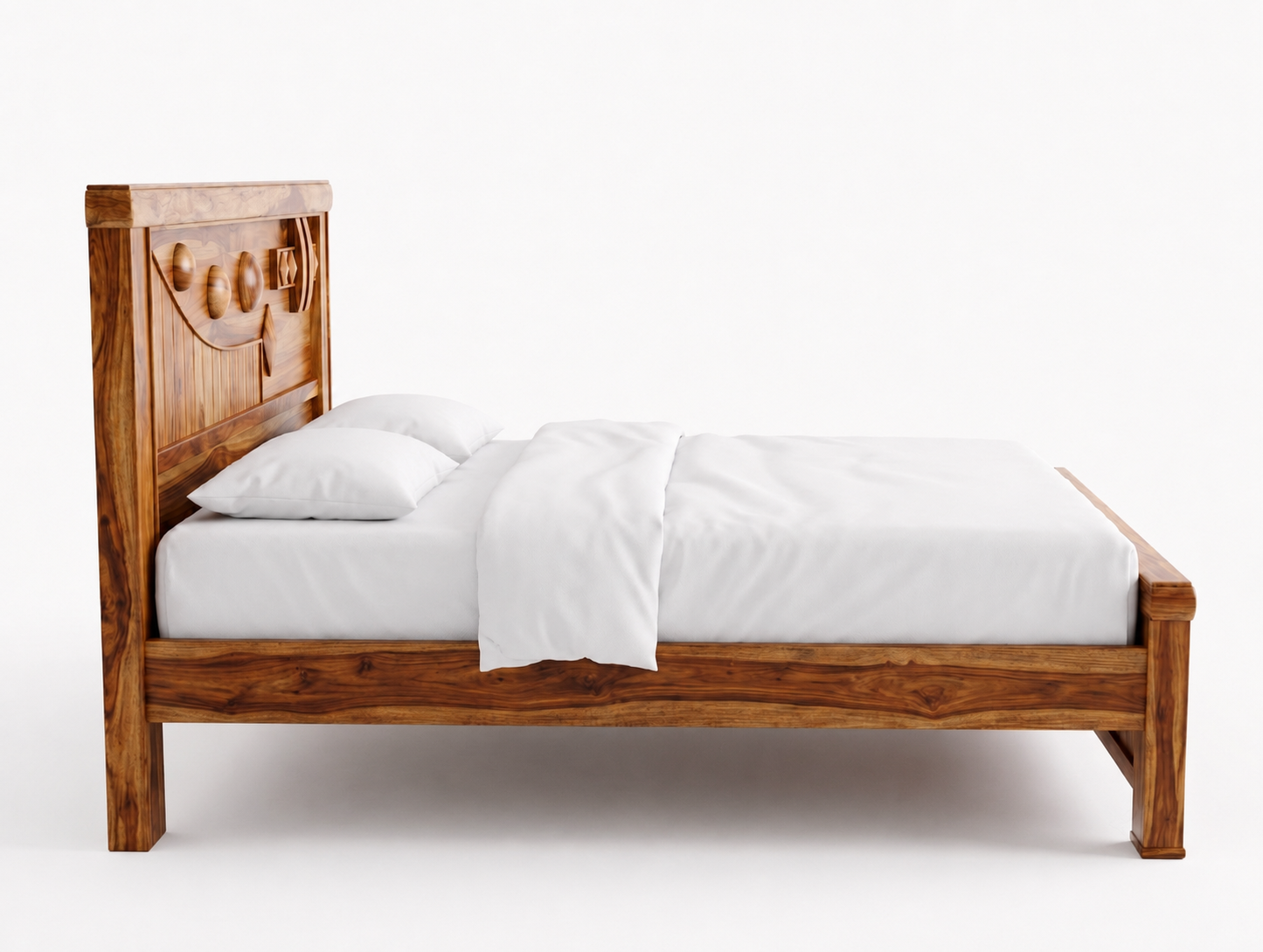 Heavy-Duty Wooden Double Bed by Adouer Wood