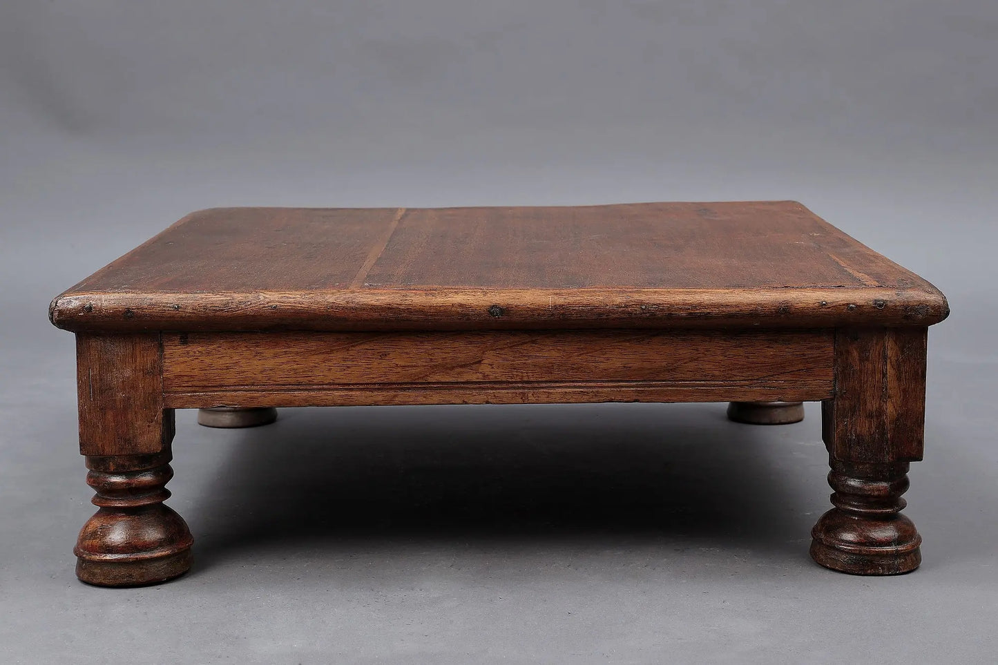 Solid Sheesham Wood Pooja Platform in Rustic Matte Brown Finish