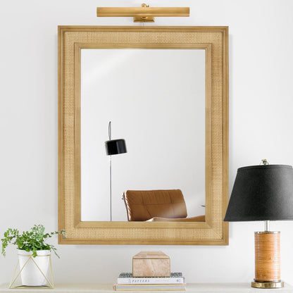 Natural Wood Rattan Mirror Farmhouse Wall Decoration