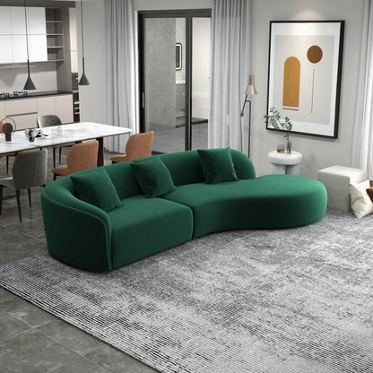 Emerald Velvet Curved Sectional 5 Seater Sofa with Solid Wood Frame