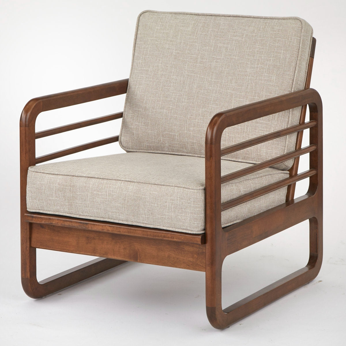 Sheesham Wood Frame Lounge Chair with Cotton Upholstery