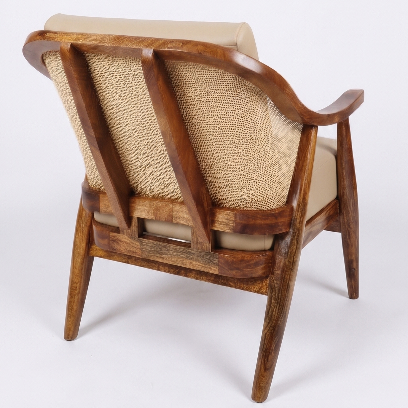 Adouer Wood Sheesham Solid Wood Armchair with Natural PU Finish