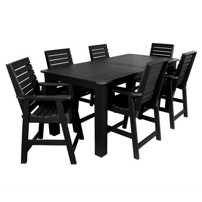 Modern High-Back Solid Wood Outdoor Dining Table and Chair Ensemble