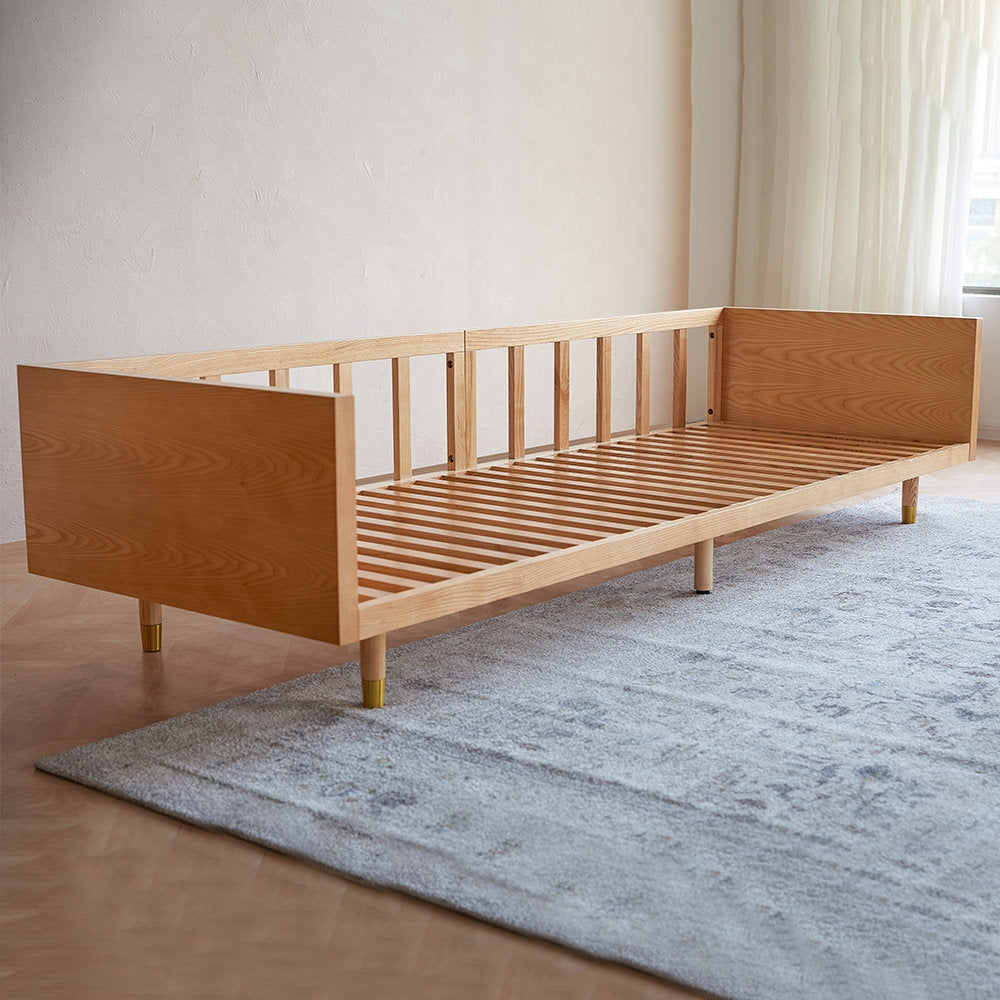 ADOUER WOOD Modern Sheesham Wood 3 Seater Sofa for Home And Office, Light Walnut