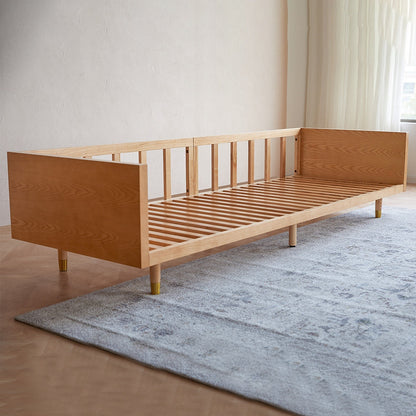 ADOUER WOOD Modern Sheesham Wood 3 Seater Sofa for Home And Office, Light Walnut