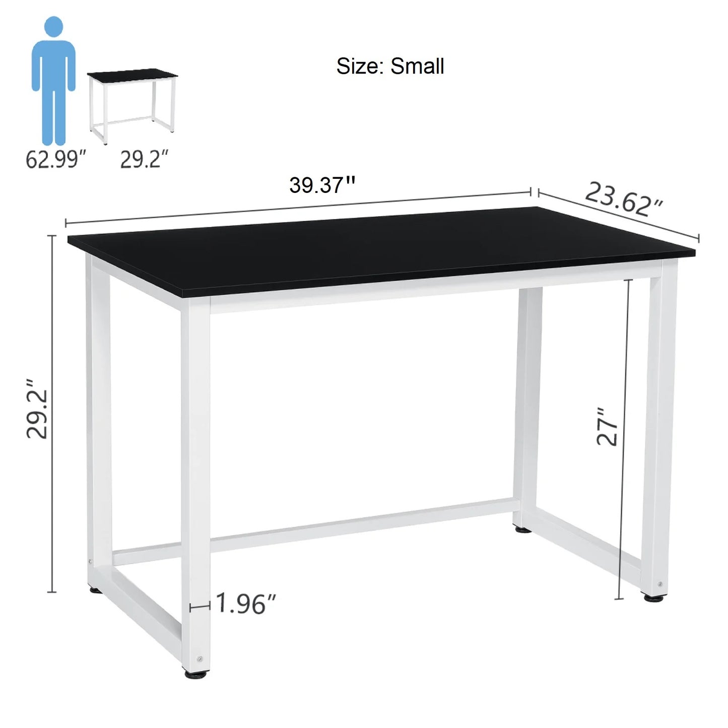 Great Choice Solid Wood Black Top & White Frame/Leg Study and Computer Table for Home & Office