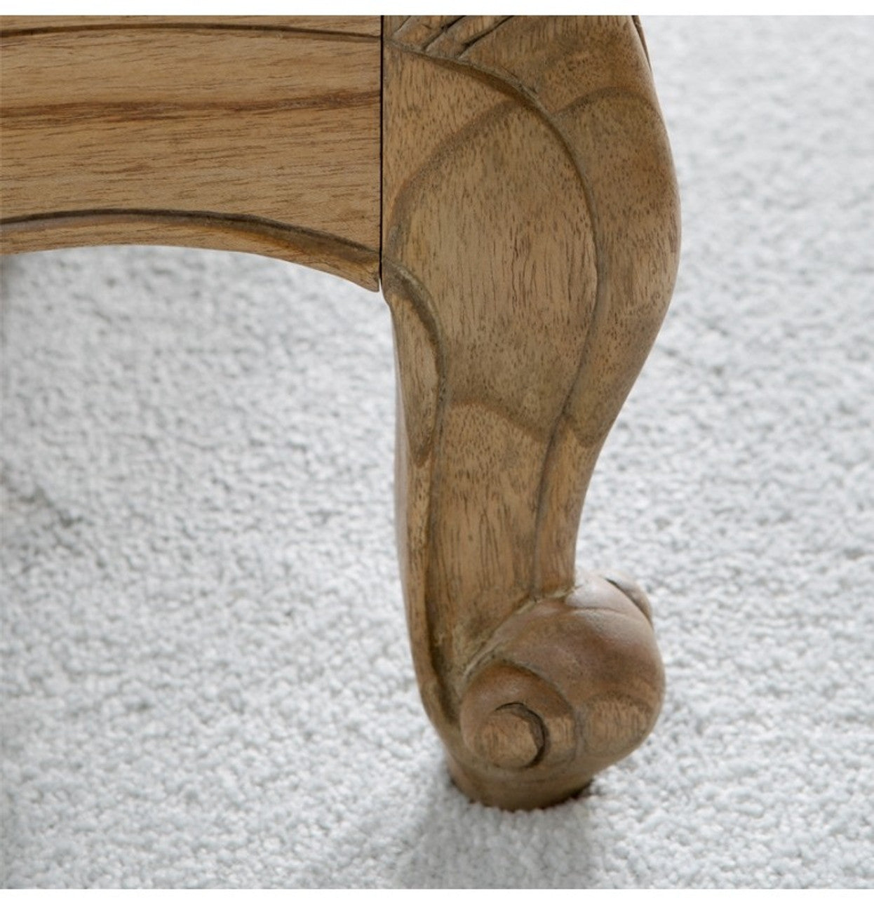 Adouer Wood Hand Carved Natural Vintage Upholstered Bed