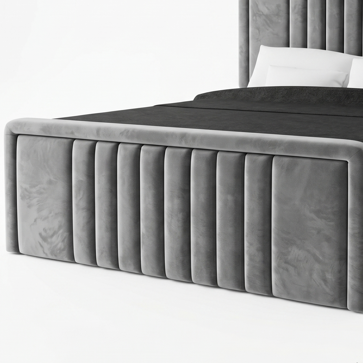ADOUER WOOD Luxury Fabric Platform Bed with Matching Padded Footboard