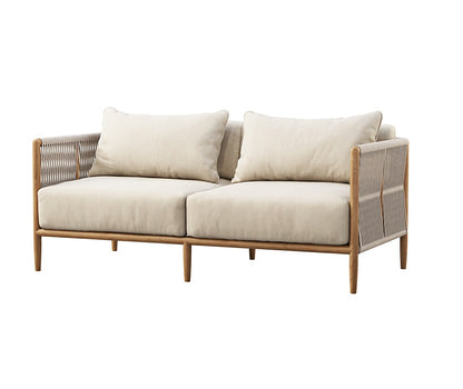 ADOUER WOOD Luxury Wooden Handmade Rope Knitting Sofa, Natural