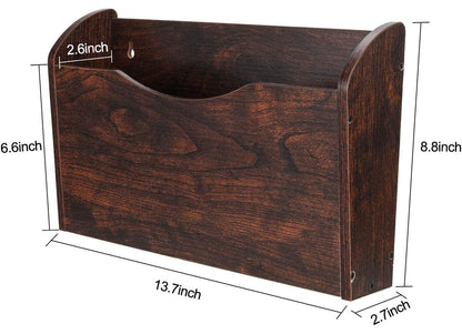 Solid Walnut-Finish Wood Wall-Mounted Magazine Rack & File Organizer (Set of 2)