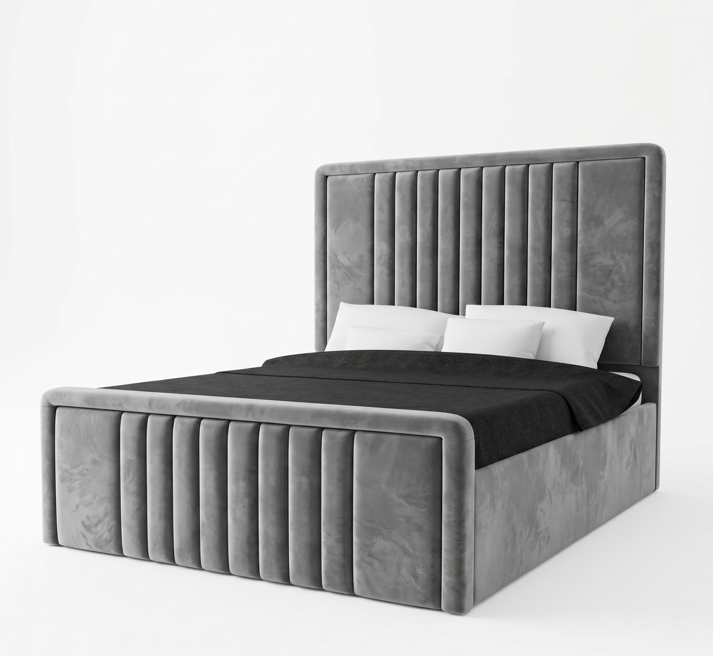 ADOUER WOOD Luxury Fabric Platform Bed with Matching Padded Footboard