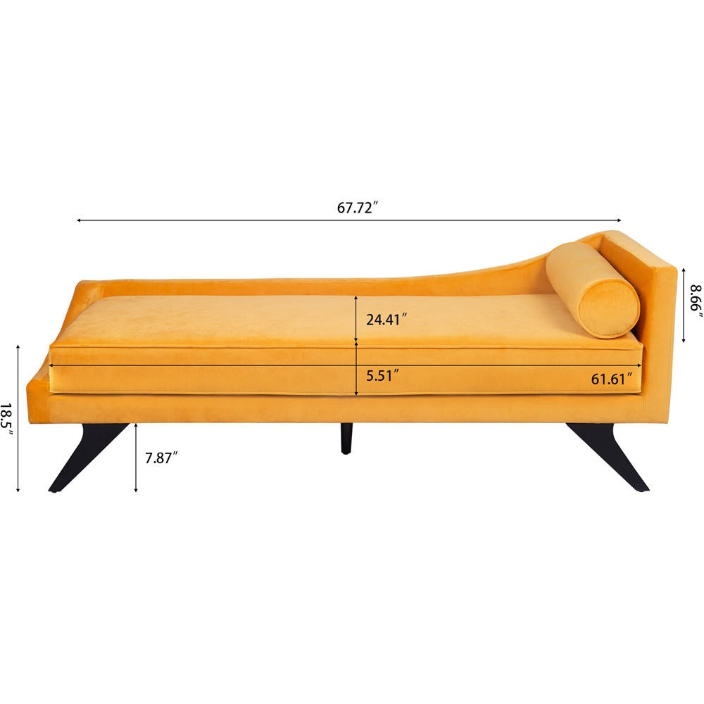 Stylish Mustard Yellow Daybed with Bolster Pillow and Walnut Wood Base