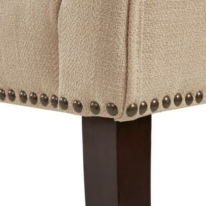 Adouer Wood Solid Sheesham Upholstered Bed Bench with Nailhead Trim