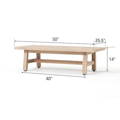 ADOUER WOOD  Modern Slatted Acacia Wood Outdoor Dining Table in Natural Finish