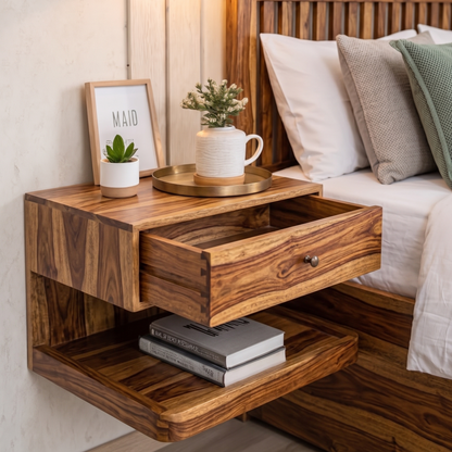 Modern Floating Nightstand with Drawer - Wall Mounted Bedside Table