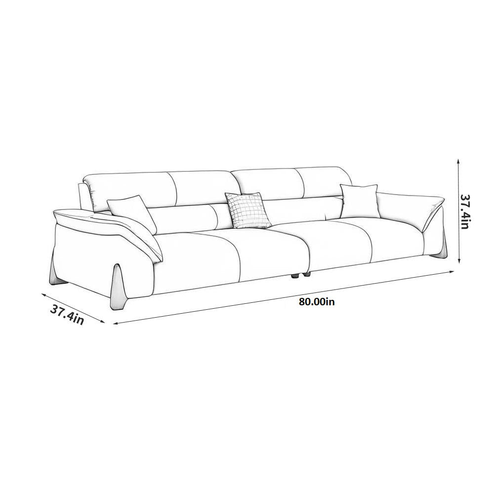 Low Profile Modern Sofa with Deep Seating - Polyester Fabric & Solid Wood Base