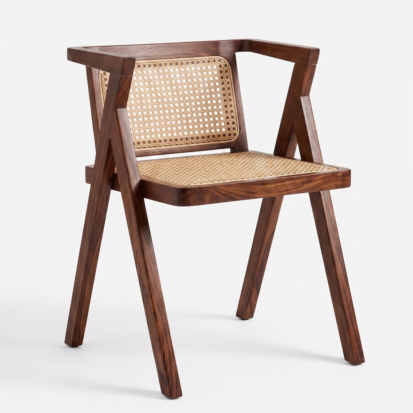 ADOUER WOOD Japandi Round Wooden Dining Table with Ribbed Pedestal Base and Natural Rattan Rattan/Cane Accent Chairs