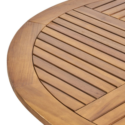 Adouer Wood Round 4-Seater Acacia Wood Patio Dining Set with Slatted Table and Cream Cushioned Armchairs