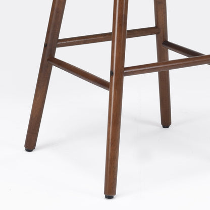 The Sculpted Walnut Saddle Stool: Solid Wood Mid-Century Bar Seating (Set of 2)