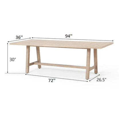 ADOUER WOOD Solid Acacia Wood 8-Seater Outdoor Dining Set with Weather-Resistant Grey Cushions Exterior PU Finish