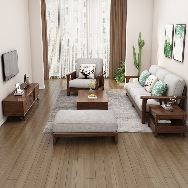 Solid Sheesham Wood Sofa Set with Cotton Cushions