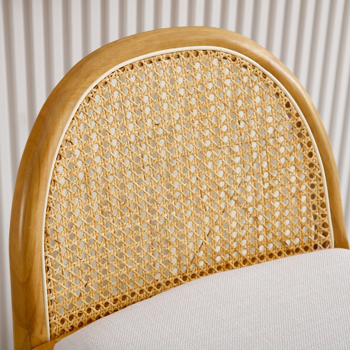 The Heritage Solid Wood Bar Stool Set – Handcrafted Woven Rattan & Cotton Upholstery