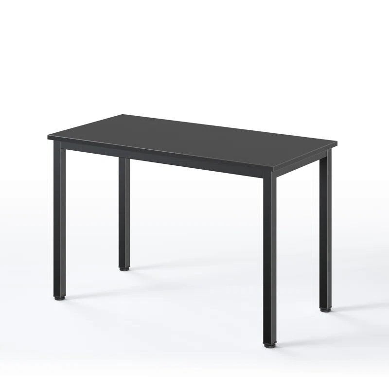 Adouer Wood Solid Wood Black Top &  Metal Frame Computer Table for Home andOffice