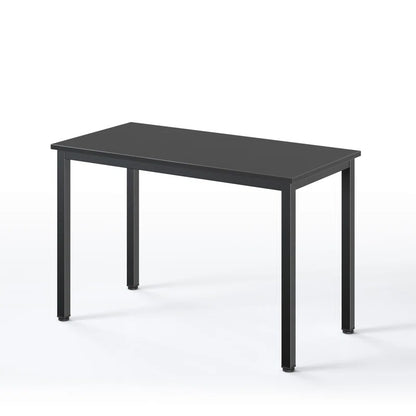 Adouer Wood Solid Wood Black Top &  Metal Frame Computer Table for Home andOffice