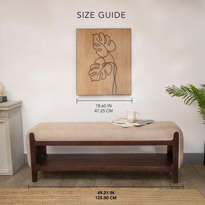 Adouer Wood Mid-Century Modern Solid Wood Bench with Premium Polyester Upholstery