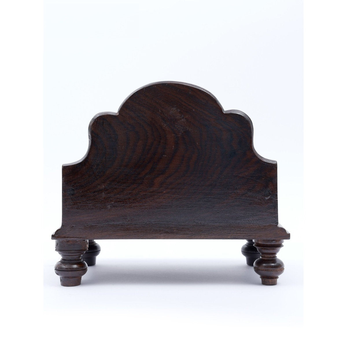 Solid Sheesham Wood Temple Chowki with Smooth Curved Back – Walnut Finish