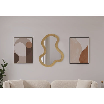 Fluid Cloud Wall Mirror - Asymmetrical Natural Wood Framed Mirror - Modern Scandi-Style Aesthetic Home Decor