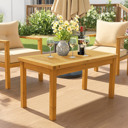 ADOUER WOOD Weather-Resistant Timber Garden Table with Slatted Top with Exterior PU Finish
