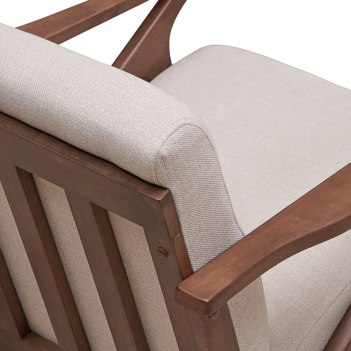 Mid-Century Modern Sheesham & Cotton Lounge Arm Chair