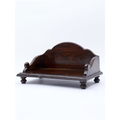 Minimalistic Sheesham Wood Home Temple with Arched Back Panel – Walnut Finish