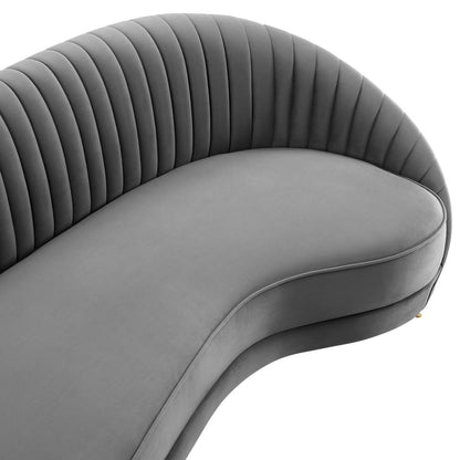 Acacia & Ash Velvet Channel Tufted 3 Seater Sofa