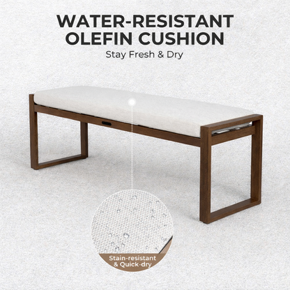 Contemporary Solid Wood Outdoor Dining Suite: Slat-Top Table with Integrated Bench Seating
