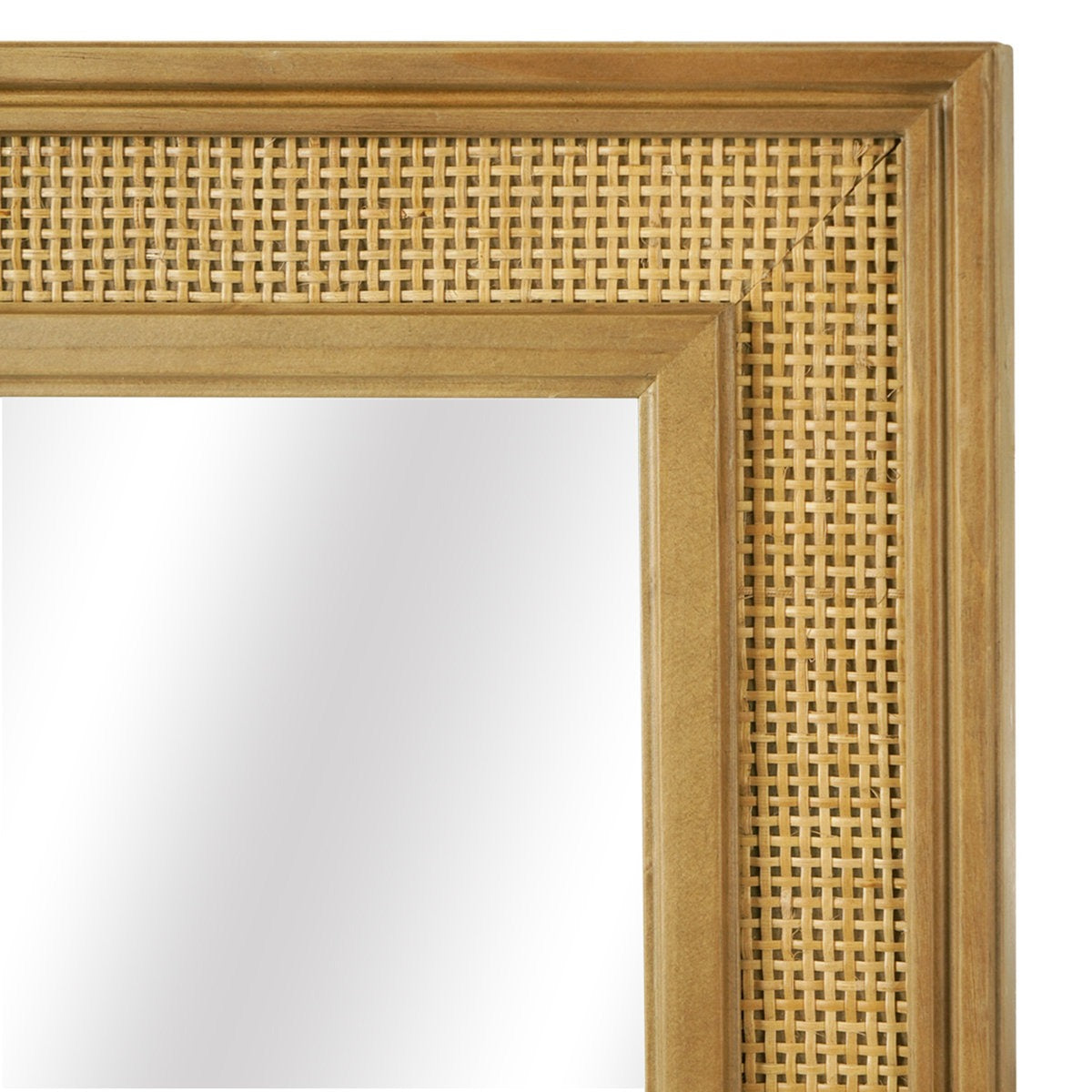 Natural Wood Rattan Mirror Farmhouse Wall Decoration