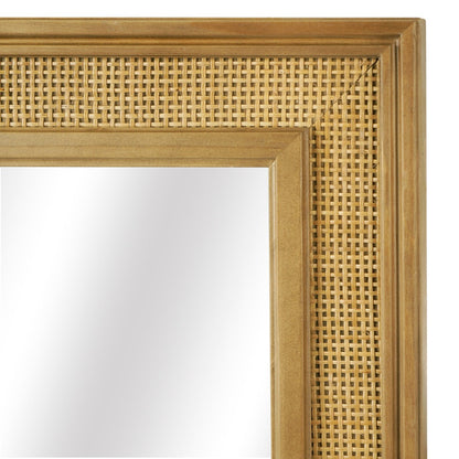 Natural Wood Rattan Mirror Farmhouse Wall Decoration