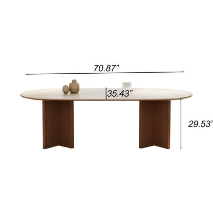 Terra Oval 6 Seater Dining Table: Handcrafted Solid Wood with Fluted Pedestal Base