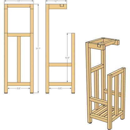 Solid Wood Free-Standing Toilet Paper Holder with Open Storage