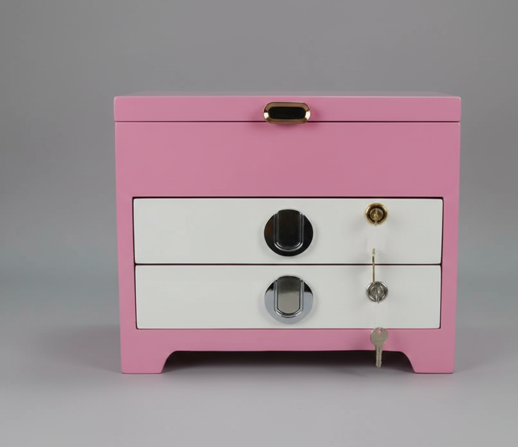 Adouer Wood Premium Solid Wood Jewellery Box with 2 Drawers & Mirror , Handcrafted Solidwood Keepsake Box