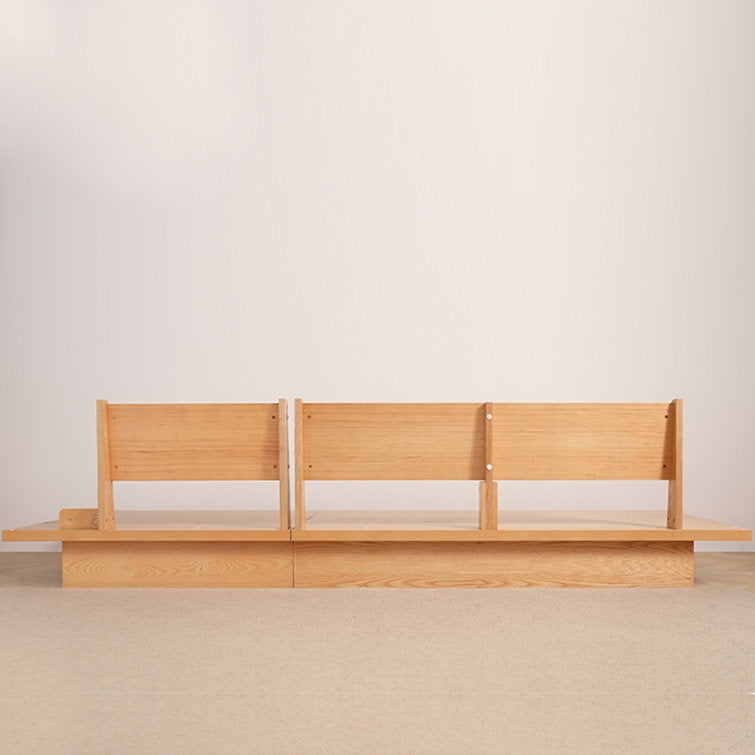 Japanese Style Platform Sofa with Acacia Wood Base and Cotton Fabric