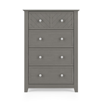 ADOUER WOOD Slate Gray Wood Tallboy Dresser for Nursery and Children’s Bedroom