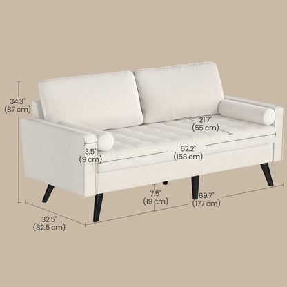 Modern Tufted Velvet 3 Seater Sofa with Solid Wood Base