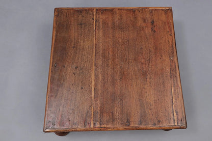 Solid Sheesham Wood Pooja Platform in Rustic Matte Brown Finish