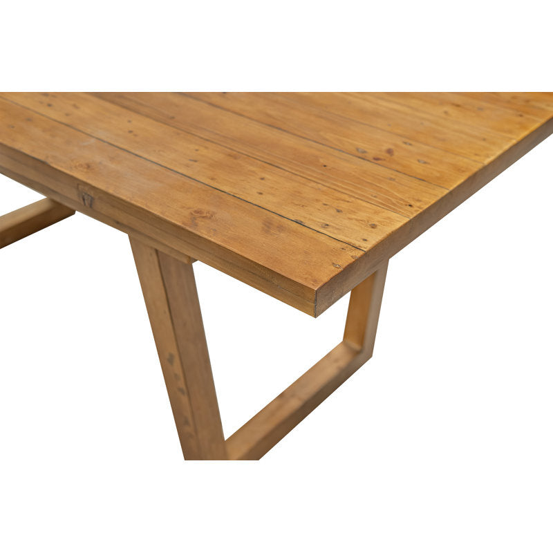 ADOUER WOOD Natural Wood Finish Dining Table with 6 Upholstered Chairs featuring Breathable Cane Backrests
