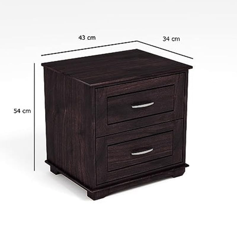 Sheesham Wood Bedside Table with 2  Drawers With Wooden Channel