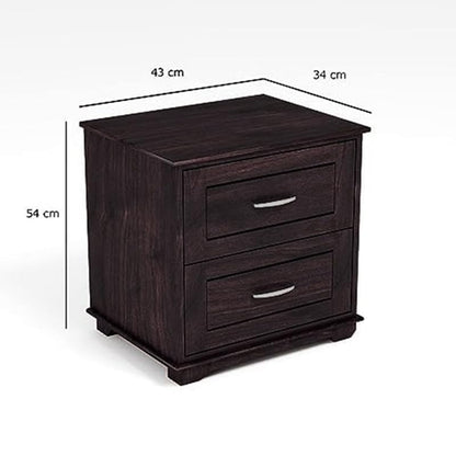 Sheesham Wood Bedside Table with 2  Drawers With Wooden Channel