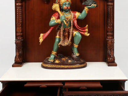 Premium Walnut Finish Sheesham Wood Pooja Mandir with Majestic Arch Design